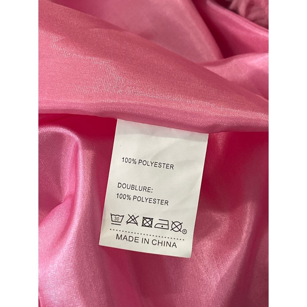 NEW Nasty Gal Pink Oversized Faux Fur Notched Collar Long Sleeve Coat Jacket M - Picture 5 of 5